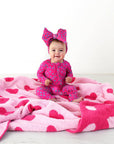 Evelyn Dot Ruffle Zip Bamboo Valentines Day Baby Outfit Dot