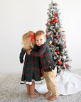 Gigi and Max Kane Tartan & Ruby Dot Christmas Tartan Button Dress