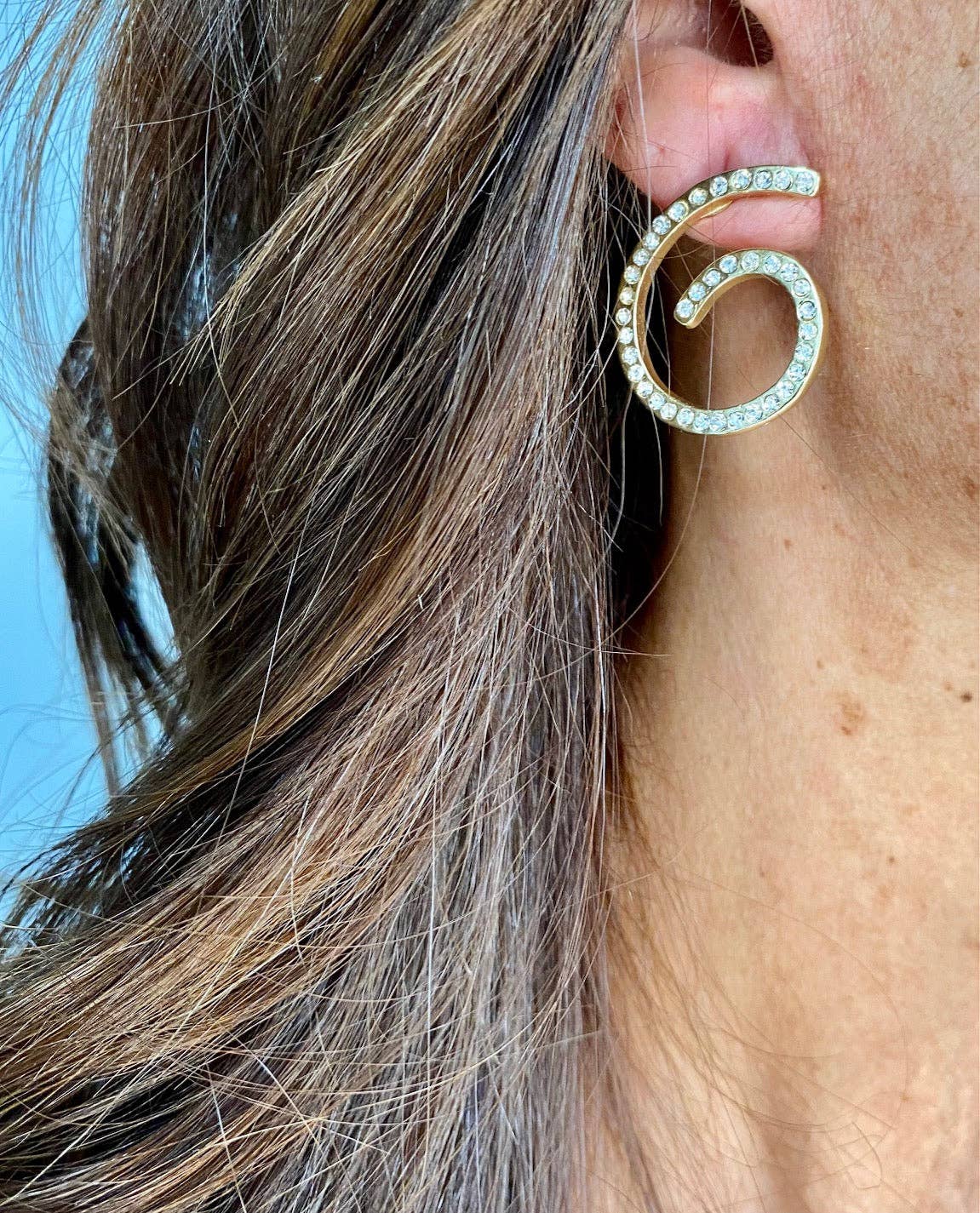 Karine Sultan Swirl Pave Stud Earrings