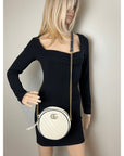 Gucci GG Azalea Matelasse Leather Round Mystic White Shoulder Bag