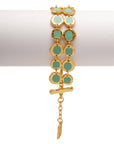 Green enamel covered confetti line bracelet