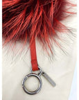 Fendi Red Fur Bag Bugs Leather Key Chain/ Bag Charm