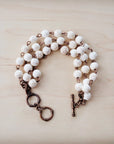 White Turquoise Triple Strand Bracelet 807h
