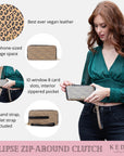 Cheetah Zip Around Clutch