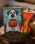 Ghost Dog Halloween Block Sign