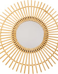 Large Round Rattan Sunburst Decorative Mirror