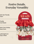 KITSCH Christmas 3 Piece Satin Scrunchies