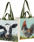 Rooster And Cow Market Tote Shopping Bag