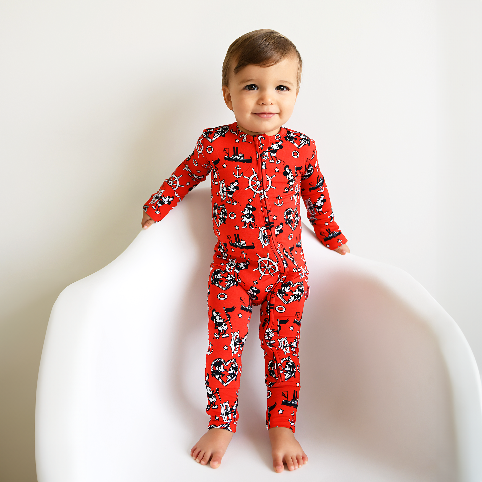 Gigi and Max Steamboat Willie Zip Romper
