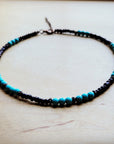 Blue Turquoise, Wood and Copper Beads Collar Necklace 230g