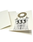 The Strawberry Shop Christmas stationery set featuring ivory cards with a glittery fireplace and stocking design.