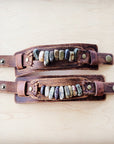 Genuine Leather Cuff with Picasso Jasper Gemstone Chunks 005c
