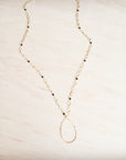 Black Faceted Beads on Gold Chain Necklace w/ Pendant 257kr