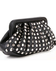 Pleated Stud Accented Clutch Bag