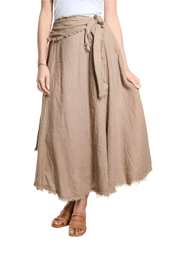 Tina Stephens Maureen Diagonal High Low Linen Skirt SS104