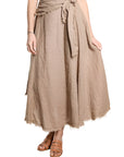Tina Stephens Maureen Diagonal High Low Linen Skirt SS104