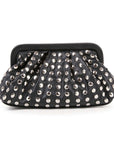 Pleated Stud Accented Clutch Bag
