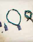 Natural Turquoise Collar Necklace w/ Cross Pendant 258y