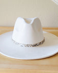 Sandy White Floral Embossed Leather Hat Band Only 951c