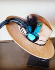 Boho Western Hat w/ Choice of Feather Hat Band-Tan 982f