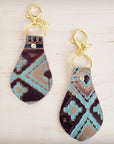 Embossed Leather Key Chain - Turquoise Navajo 700b