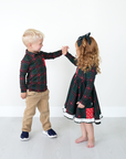 Gigi and Max Kane Tartan & Ruby Dot Christmas Tartan Button Dress
