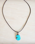 **Turquoise Slab Pendant on Leather Cord Necklace 254d