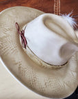 Hand-Painted Python Boho Western Cowgirl Hat & Band-Gold 987e