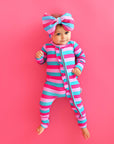 Maddie Stripe Ruffle Zip Bamboo Valentines Day