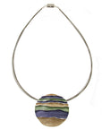 Ocean Waves Emboss Round Pendant Necklace