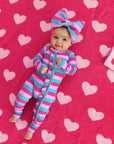 Maddie Stripe Ruffle Zip Bamboo Valentines Day