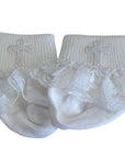 Baby GIrl Baptism Socks With Crosses