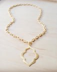 Moroccan Oasis Matte Gold Pendant Necklace 257li