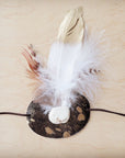White/Gold Feather w/ Brown Metallic Hat Band (Band Only) 983k