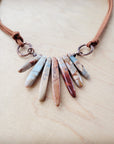Aqua Terra Stone Slab Leather Cord Necklace 231ee