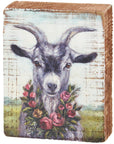 Floral Goat Block Sign