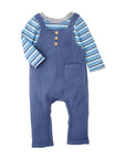 Mud Pie Blue Striped Overall Set