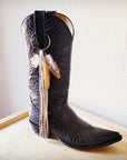 Boho Western Boot Bling Charm with Leather Fringe 500b