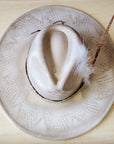 Hand-Painted Python Boho Western Cowgirl Hat & Band-Gold 987e