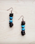 **Ocean Agate and Wood Drop Earrings 225c