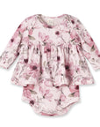 Watercolor Floral Skirted Baby Bodysuit - Bamboo