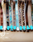 **Boho Western Felt Hat w/ Choice of Leather Hat Band w/ Turquoise Slab-Brown 980h