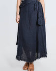 Tina Stephens Maureen Diagonal High Low Linen Skirt SS104