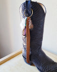 Boho Western Boot Bling Charm with Leather Fringe 500a