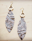 **Leather Oval Earrings in Gilded Cowboy w/ Matte Accent 207d