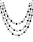 Elegant and festive triple row black and crystal confetti necklace