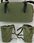 CHANEL Backpack Canvas Chevron Cuba Patchwork Khaki Green Backpack Preowned