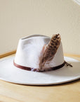 Brown Leather Hat Band w/ Feather Accents 952n