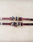 Genuine Leather Narrow Cuff with Picasso Jasper Stones 005h