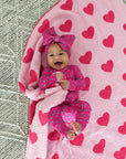 Evelyn Dot Ruffle Zip Bamboo Valentines Day Baby Outfit Dot